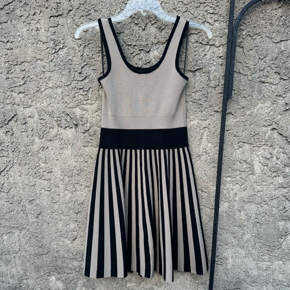 Guess Striped Tan and Black Skater Dress sz S - Picture 4 of 5